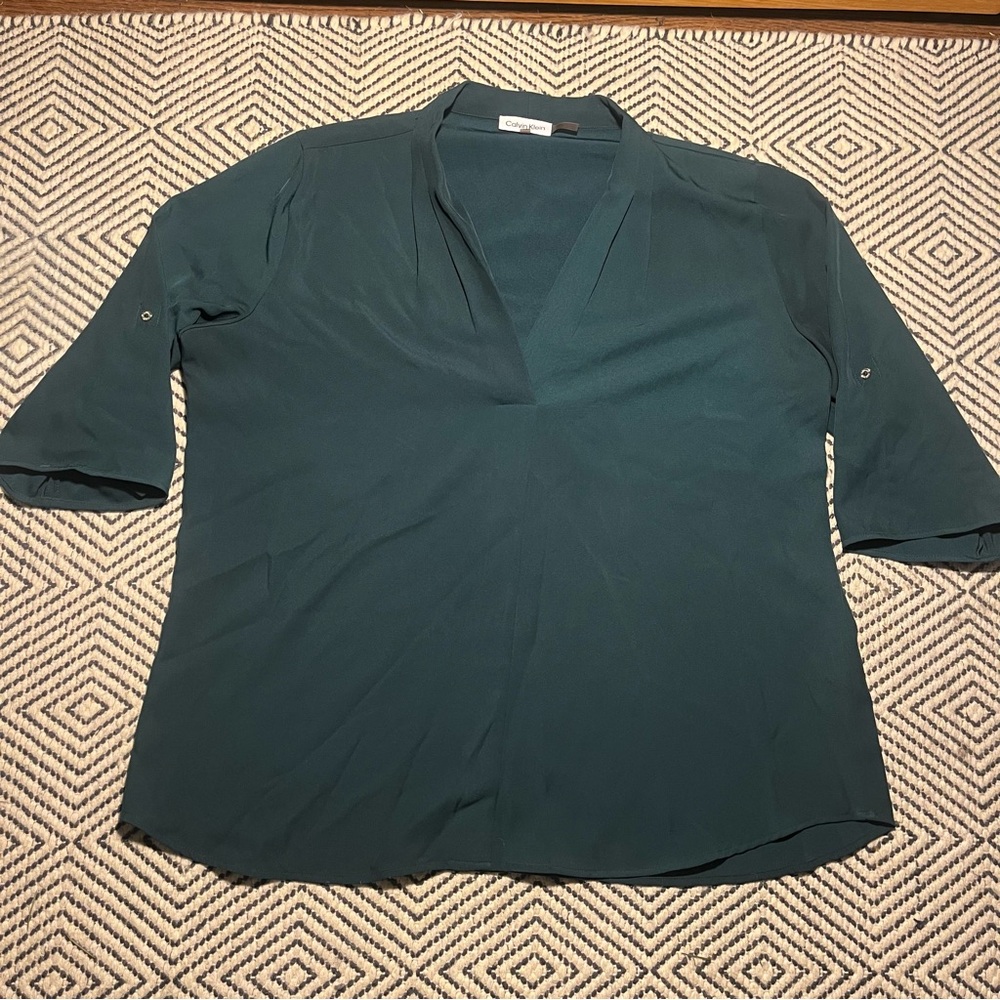 Calvin Klein Deep Green Blouse Size XL
